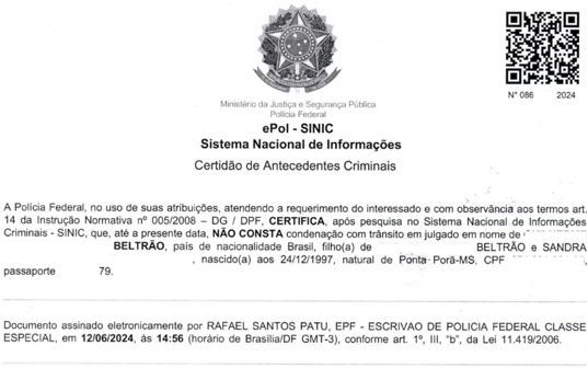 Certidão de Antecedentes Criminais