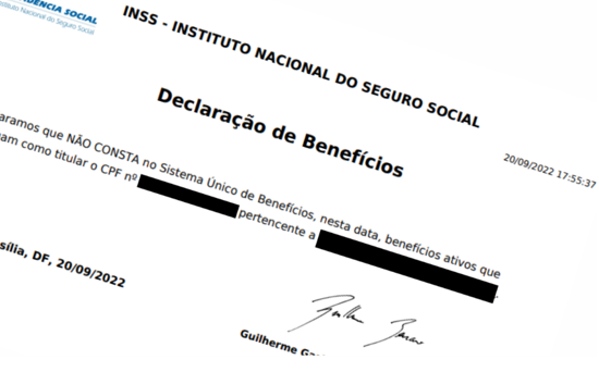 Certificado Negativo de Beneficios 9 Declaração de Benefícios do INSS