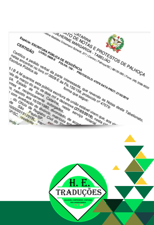 Certificado de 2 Años de Residencia en Brasil 5 Escritura pública de residência traduzida oficialmente.