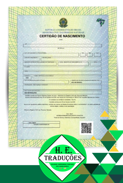 Certidão de Nascimento oficial