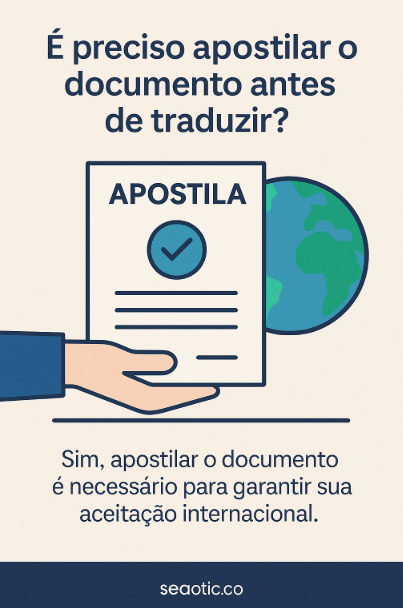 ? Antes de traduzir, muitos documentos precisam ser apostilados pela Convenção de Haia. ✔️ Esse processo garante que o documento seja reconhecido oficialmente em outros países, como a Espanha.