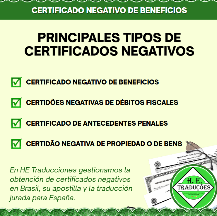 ¿Cuáles son los tipos de Certificados Negativos en Brasil y cuándo se exigen? 2 Principales tipos de Certificados Negativos en Brasil